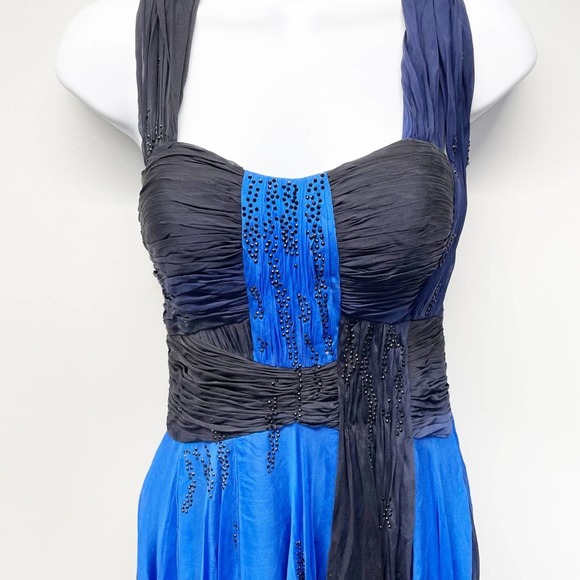 Alberto Makali Ombré Beaded Gown Silk Blue Size 2 - Picture 7 of 16
